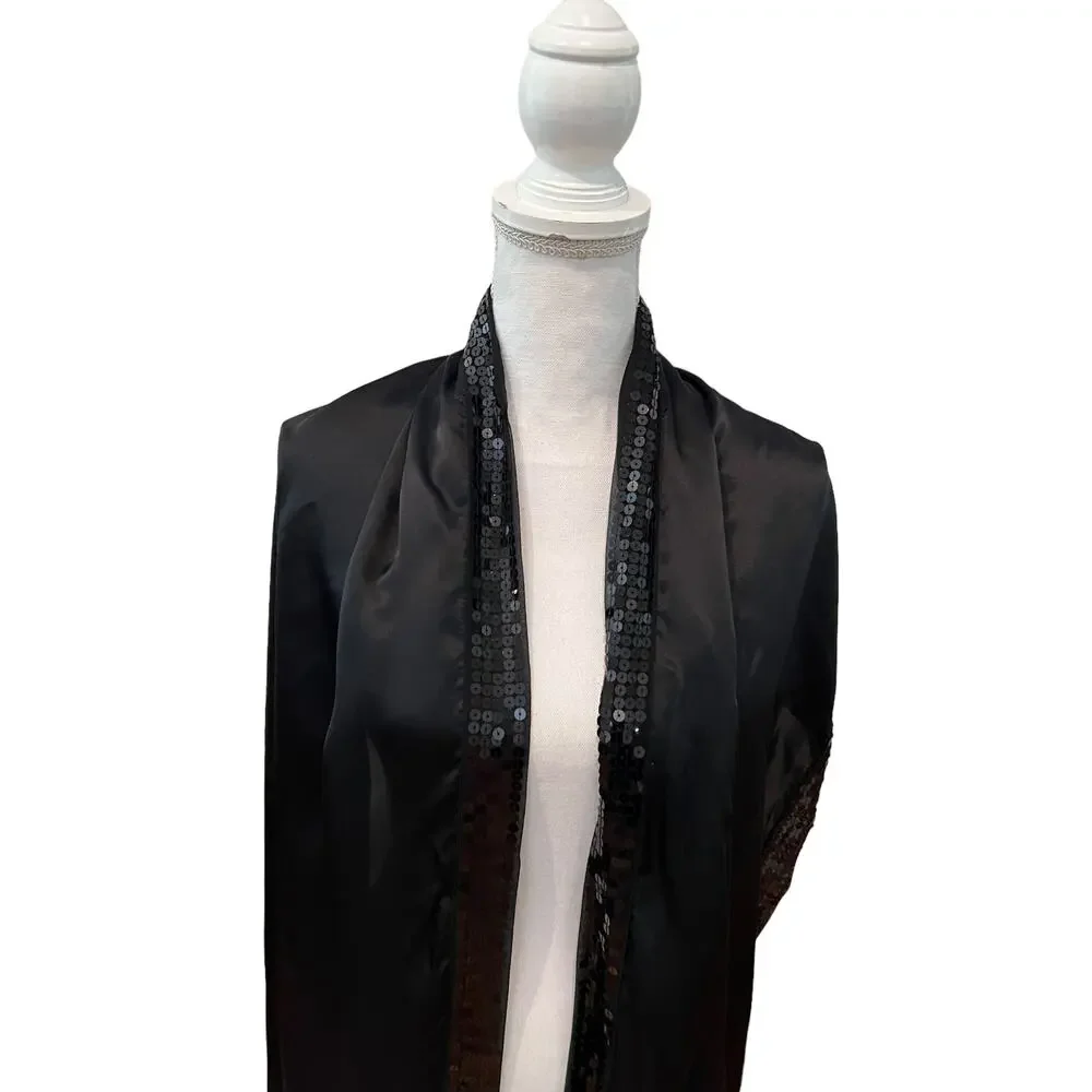 Charter Club Dressy Silk Sequin Wrap Scarf Black
